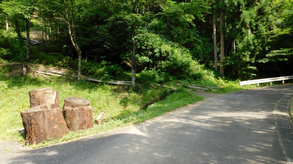 アスファルト道路から左のわき道へ入る